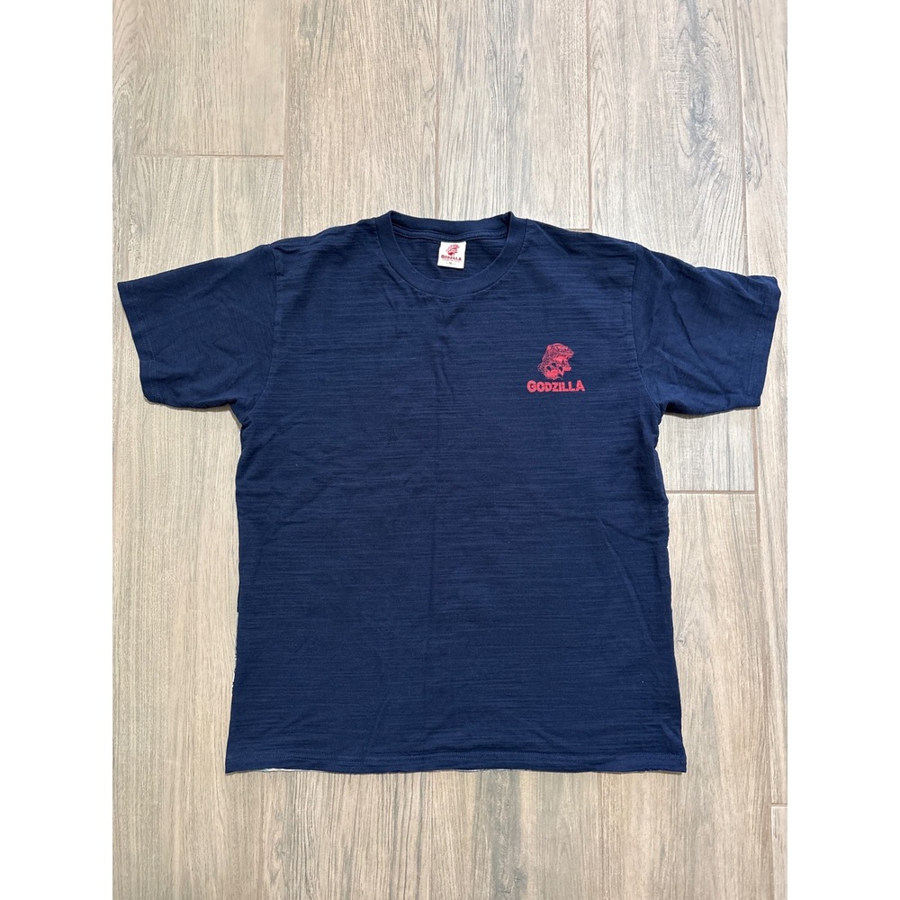 Godzilla Ukiyo-e T-shirt SIZE XL 100% Cotton Navy Blue